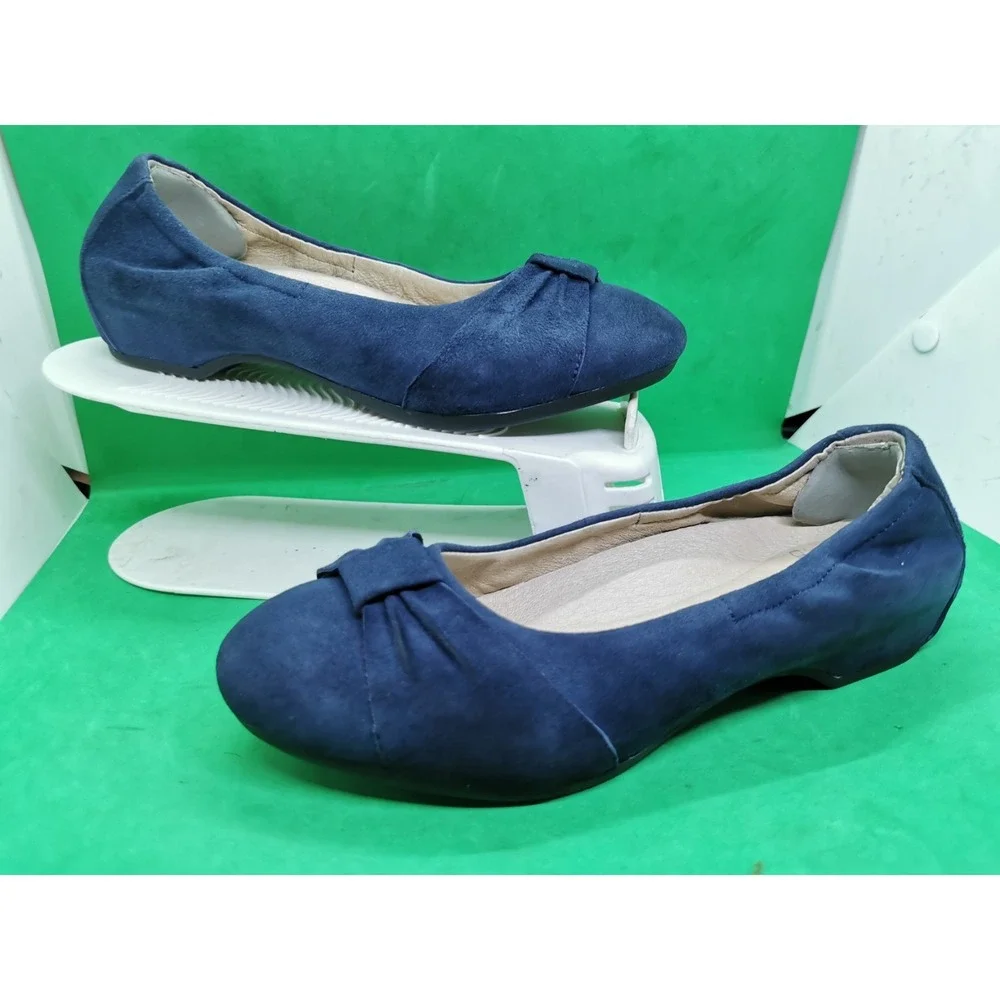 Dansko Lina Ballet Flats Loafers Shoes Womens Size 6.5 US 37 EU Navy Blue Suede